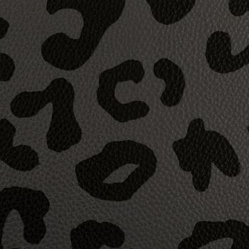 Preview: 50x70 cm Zuschnitt Kunstleder Happy Leo dunkelgrau/schwarz by Cherry Picking von Swafing